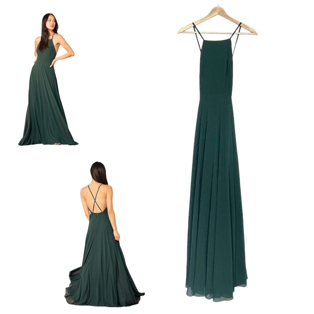 Lulus Mythical Kind of Love Dark Green Strappy Maxi Dress Size XS